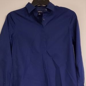 Lands End Long Sleeve Blue Tunic Blouse